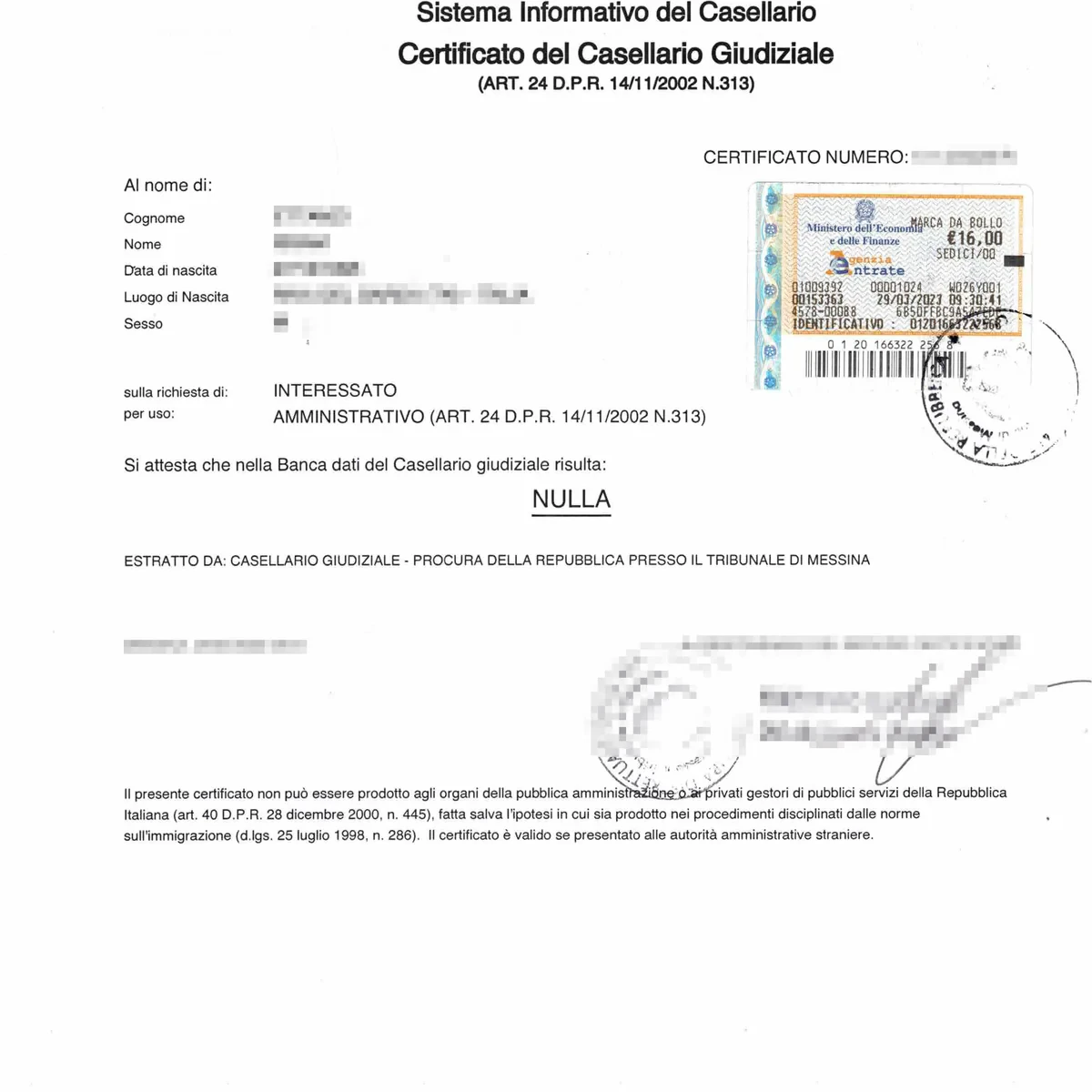Casellario Giudiziale